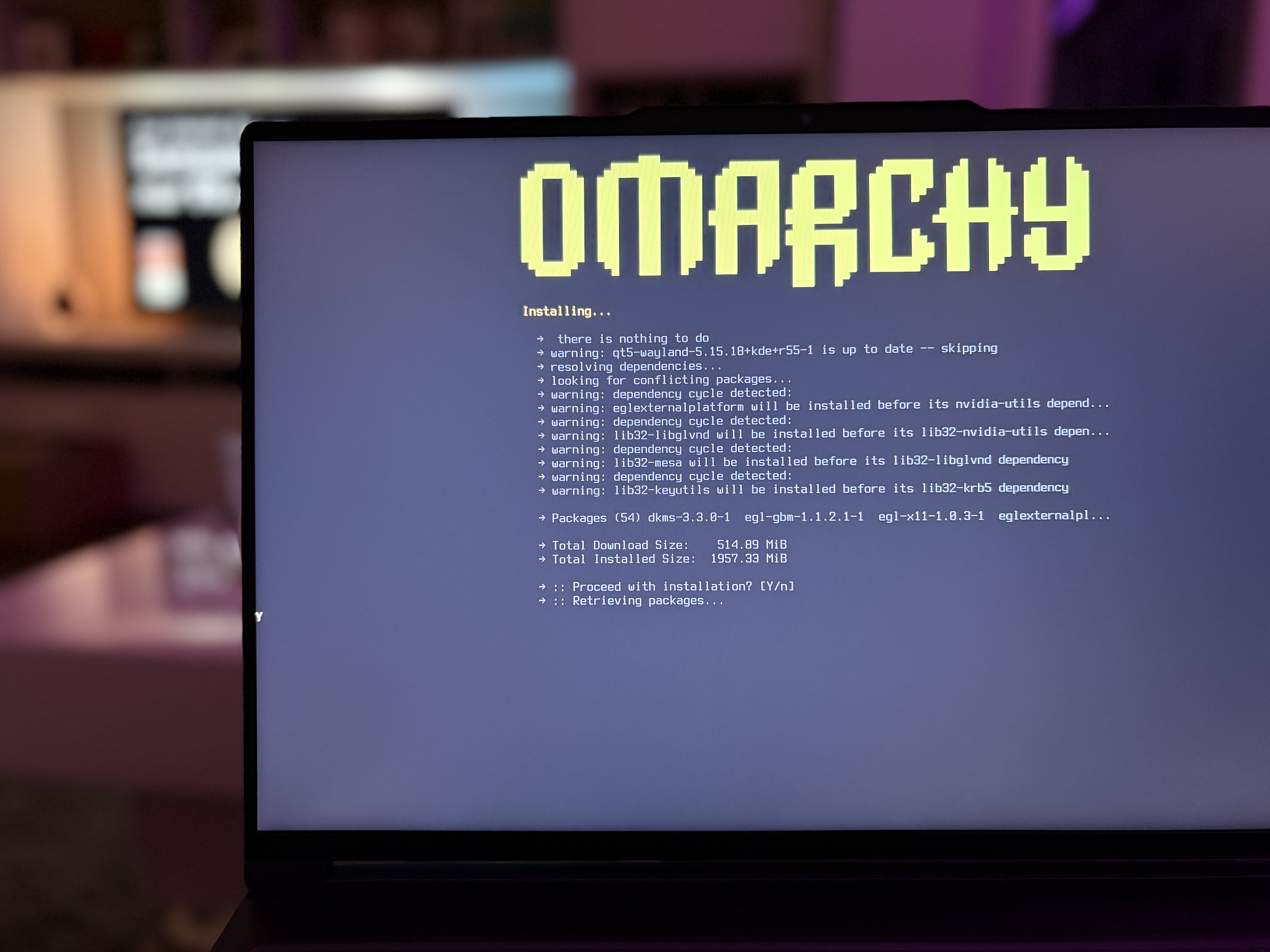 Omarchy wird auf einem Lenovo Thinkbook installiert