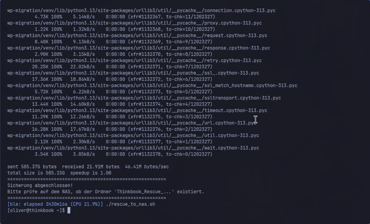 Alles wichtige ist gesichert - per Skript, dank KI ;-)